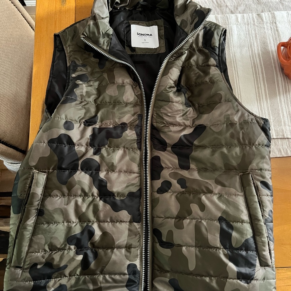 Sonoma Olive and Brown Puffer Vest